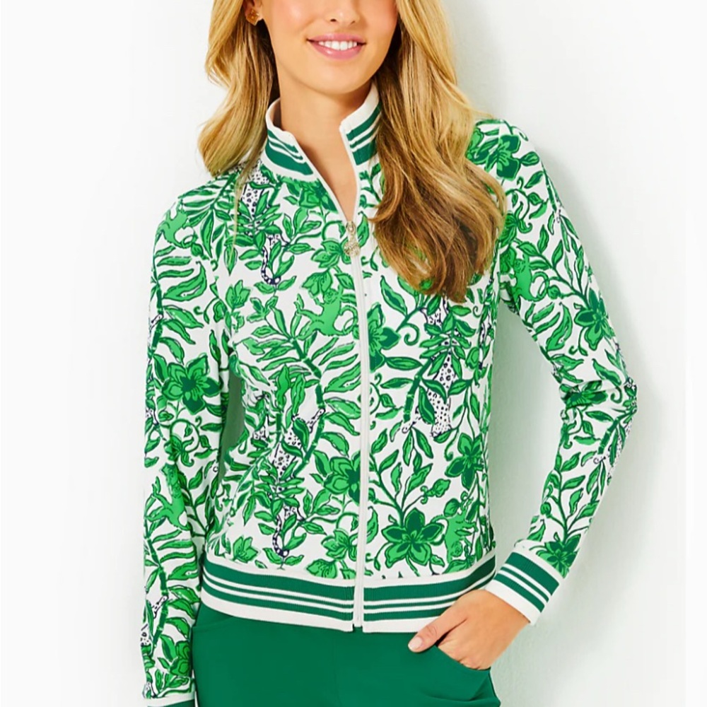 NWT! Fun print & rare! Lilly Pulitzer Regate zip up jacket Lil Escape Plan, M!